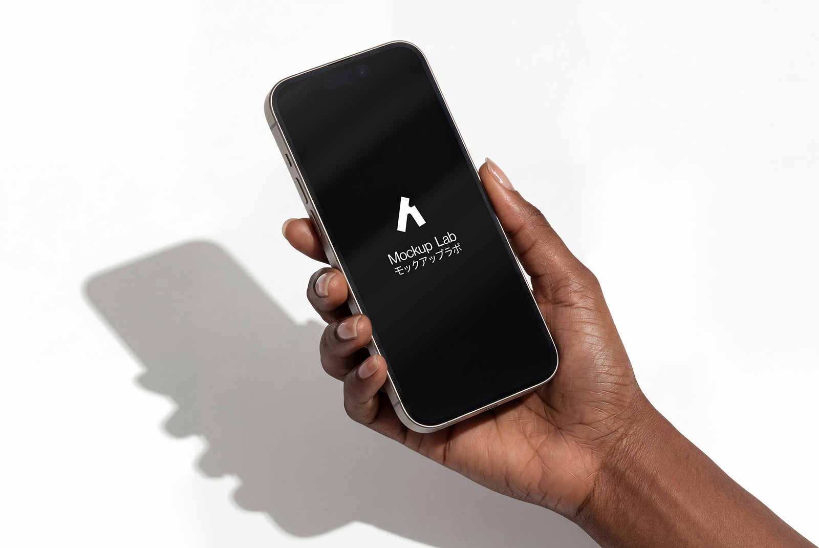 Angled perspective of the iPhone 17ML mockup, highlighting the device's sleek profile and screen content.